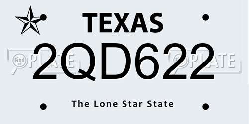 2QD622 Texas License Plate
