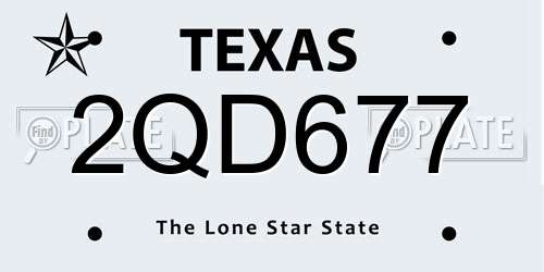 2QD677 Texas License Plate