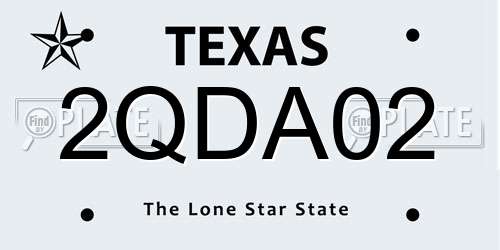 2QDA02 Texas License Plate