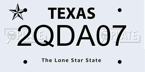 2QDA07 Texas License Plate