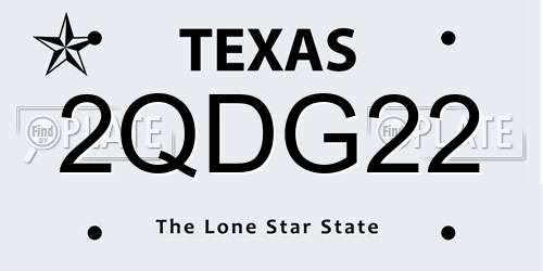 2QDG22 Texas License Plate