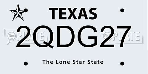 2QDG27 Texas License Plate