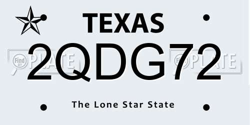 2QDG72 Texas License Plate