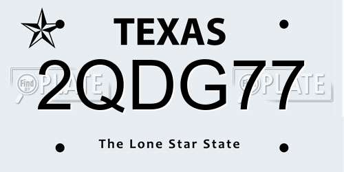 2QDG77 Texas License Plate