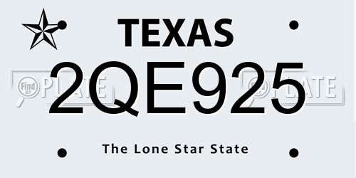 2QE925 Texas License Plate
