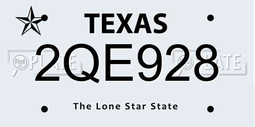 2QE928 Texas License Plate