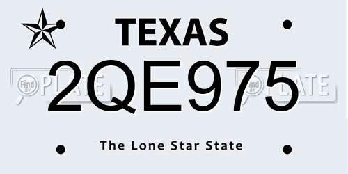 2QE975 Texas License Plate