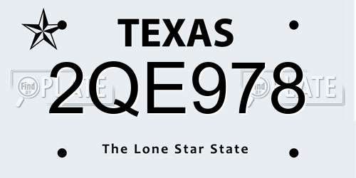 2QE978 Texas License Plate