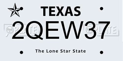2QEW37 Texas License Plate