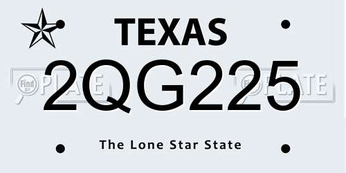 2QG225 Texas License Plate