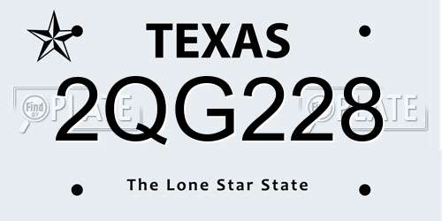2QG228 Texas License Plate