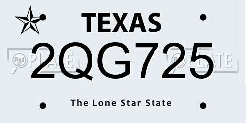 2QG725 Texas License Plate