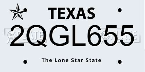 2QGL655 Texas License Plate