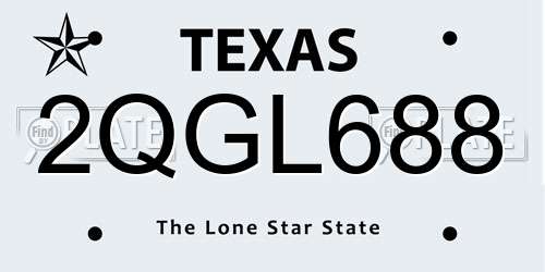 2QGL688 Texas License Plate