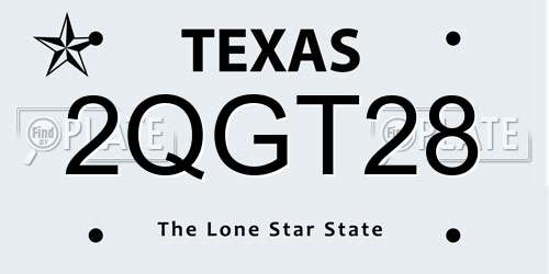 2QGT28 Texas License Plate
