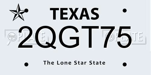 2QGT75 Texas License Plate