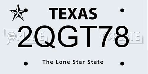 2QGT78 Texas License Plate