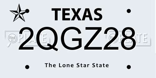 2QGZ28 Texas License Plate