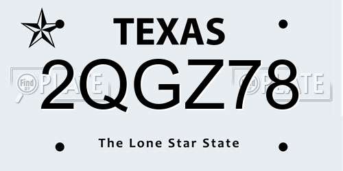 2QGZ78 Texas License Plate