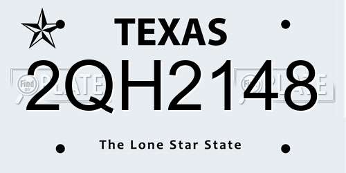 2QH2148 Texas License Plate