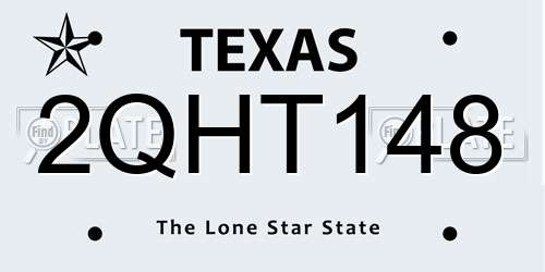 2QHT148 Texas License Plate