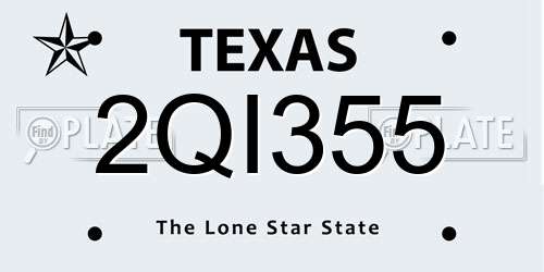 2QI355 Texas License Plate