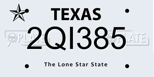 2QI385 Texas License Plate
