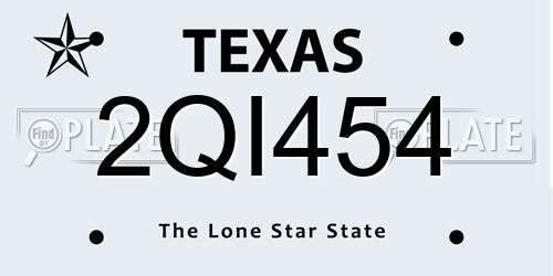 2QI454 Texas License Plate