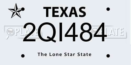 2QI484 Texas License Plate