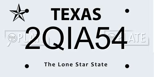2QIA54 Texas License Plate