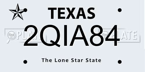 2QIA84 Texas License Plate
