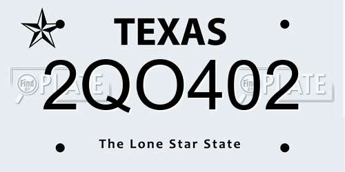 2QO402 Texas License Plate
