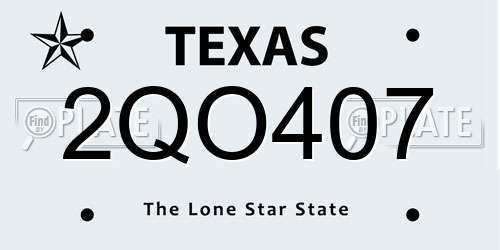 2QO407 Texas License Plate