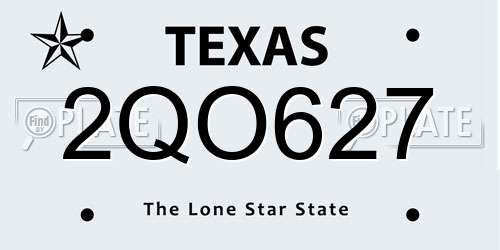 2QO627 Texas License Plate