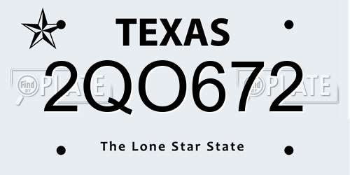 2QO672 Texas License Plate