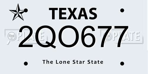 2QO677 Texas License Plate