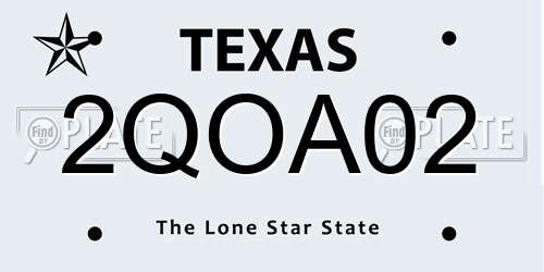2QOA02 Texas License Plate