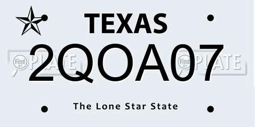 2QOA07 Texas License Plate