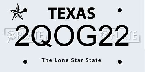 2QOG22 Texas License Plate