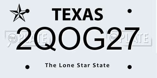 2QOG27 Texas License Plate