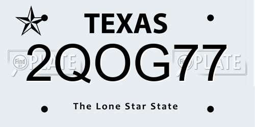 2QOG77 Texas License Plate