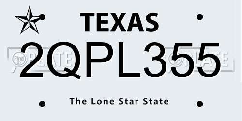 2QPL355 Texas License Plate