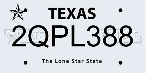 2QPL388 Texas License Plate