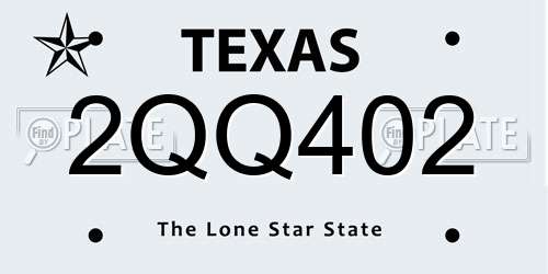 2QQ402 Texas License Plate