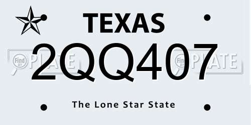 2QQ407 Texas License Plate