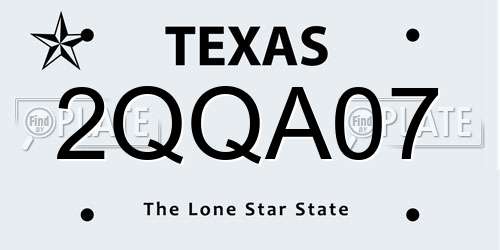 2QQA07 Texas License Plate