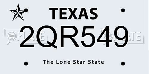2QR549 Texas License Plate