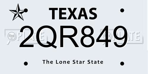 2QR849 Texas License Plate