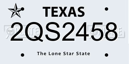 2QS2458 Texas License Plate