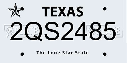 2QS2485 Texas License Plate